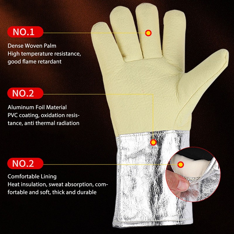 1 Pair Aluminum Foil Gloves High Temp Resistance Heat Insulation