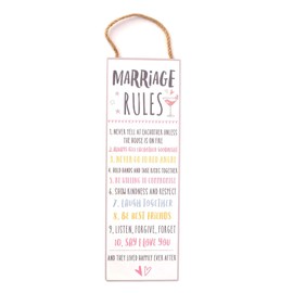 Widdop and Co Wedding/Anniversary Hanging Sentiment Wooden Wall Plaque - Marriage Rules - Decorative Wedding Gift/Home Decor, LL492