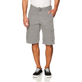 Southpole Men's Ripstop Belted Cargo Shorts, Light Grey, 30