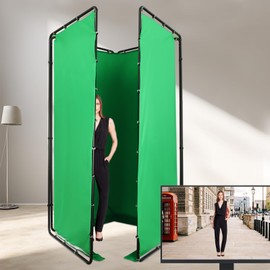 7.87ft x 13.12ft Large Green Screen Backdrop with Stand,Portable Photo Background Support System for Photography Backdrop Video Studio, Live Streaming,Parties,Stage,with Carry Bag