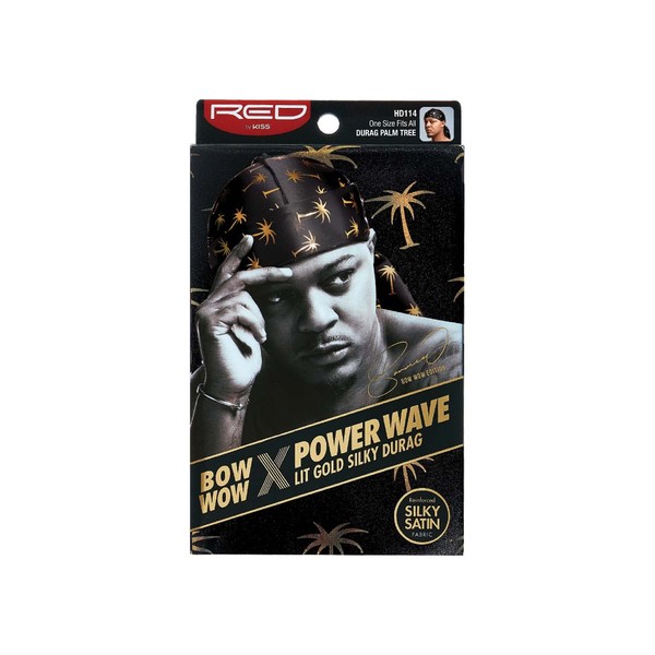 Red by Kiss Bow Wow X Lit Gold Silky Durag Power Wave Durag (Palm Tree)