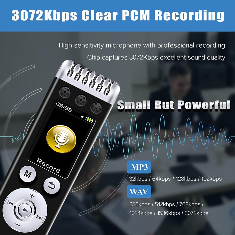 64GB Digital Voice Recorder for Lectures Meetings,MP3 Player, Voice Activated