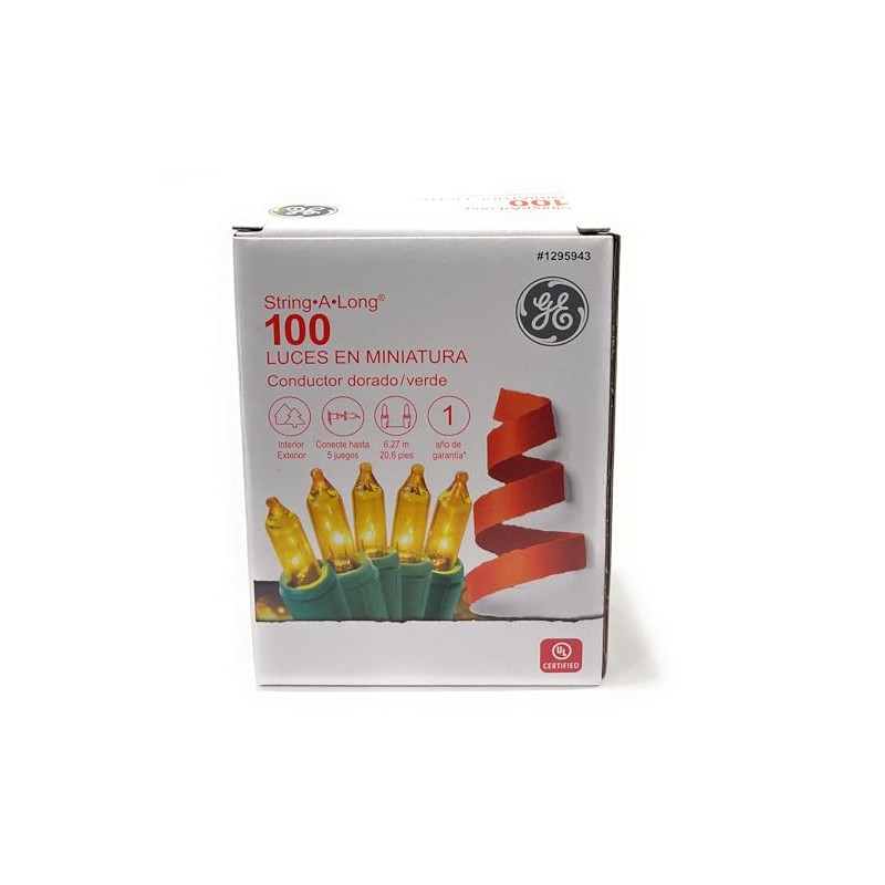 GE String-A-Long 100-Count Constant Gold Incandescent Christmas String Lights 60218LO
