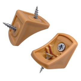 (Pack of 20 pcs) Light Brown Shelf Brackets 24 x 24 mm, Furniture Corner Joints, 90 Degree Plastic Corner Brace Joint, Right Angle, Screws Included (20, Light Brown)