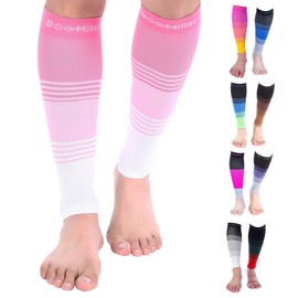 Doc Miller Compression Calf Sleeve for Men & Women, 20-30 mmHg Graduated Support, Knee High, Running, Shin Support, Calf Sleeves, Striped Design, 1 Pair