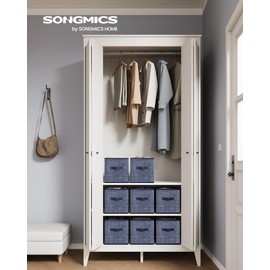 SONGMICS Storage Cubes, 11-Inch Non-Woven Fabric Bins with Double Handles, Set of 8, Closet Organizers for Shelves, Foldable, for Clothes, Misty Blue UROB826I01