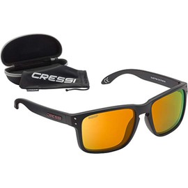 Cressi Unisex Blaze Sunglass - Matt Black/Mirrored Lens Orange, One Size