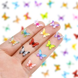 100 Pieces Tiny Butterfly Decor for Crafts Dollhouse Miniatures Resin Micro Butterfly for Dollhouse Fairy Garden Micro Landscaping Decoration