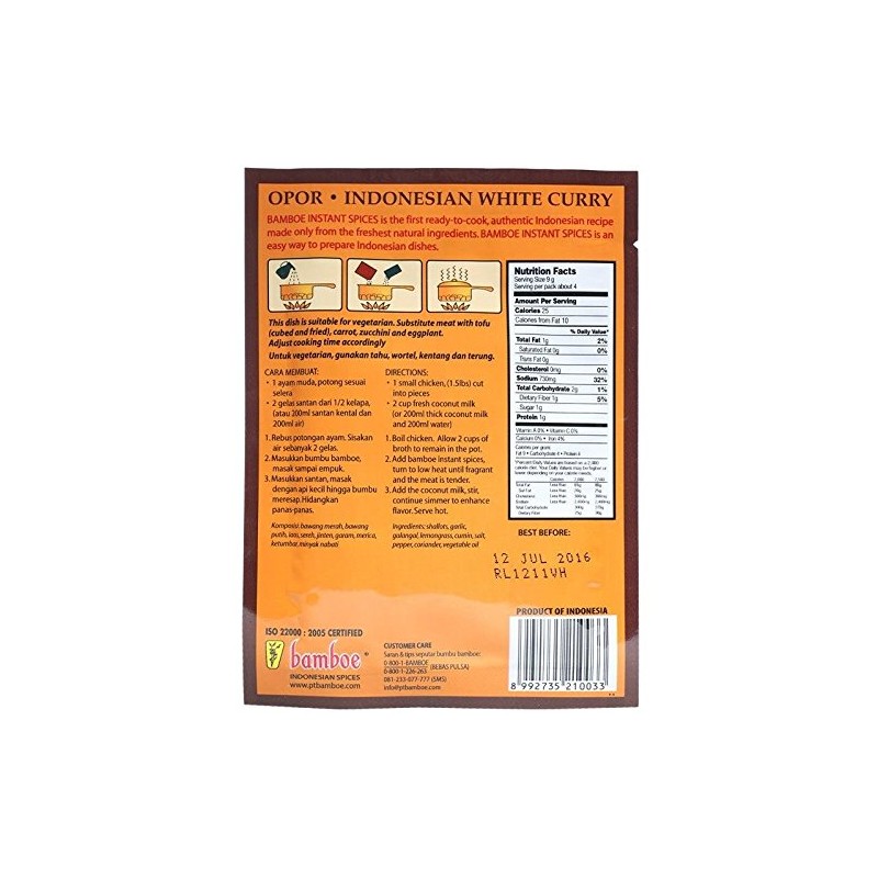 Bamboe Bumbu Instant Opor - White Curry , 36 Gram