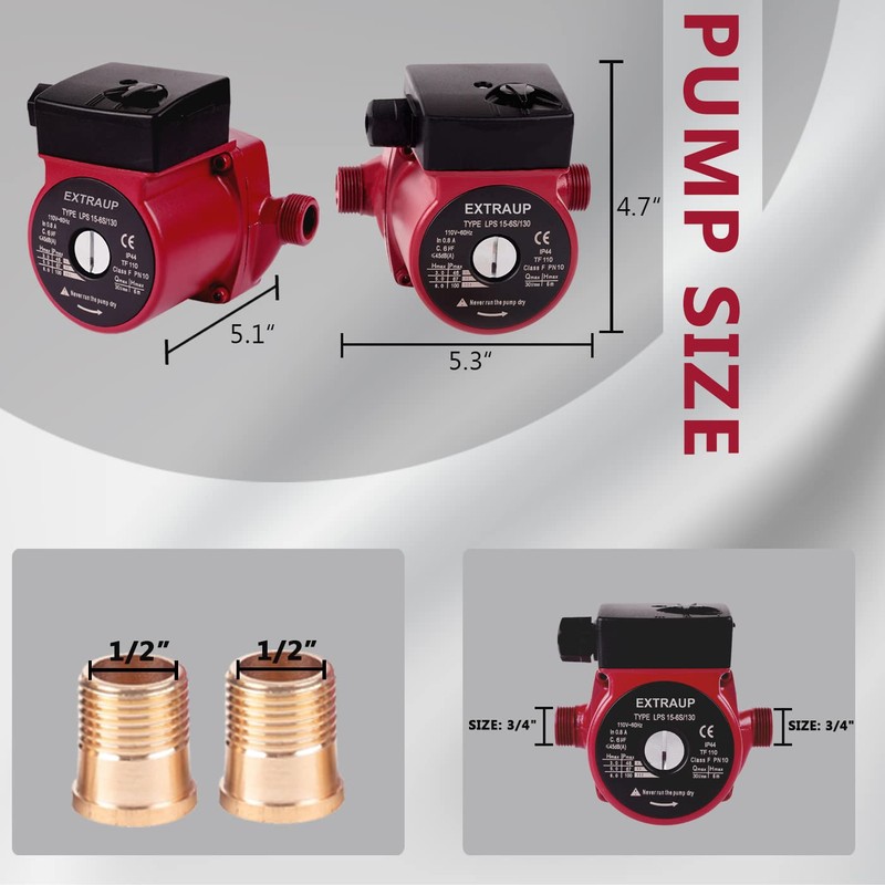 EXTRAUP 3/4 NPT 110V Hot Water 3-Speed Cast Iron Circulation