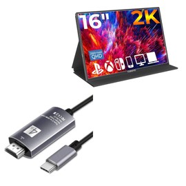 BoxWave Cable Compatible with YUBWVO 2K 144HZ Portable Gaming Monitor (16 in) - SmartDisplay Cable - USB Type-C to HDMI (6 ft), USB C/HDMI Cable - Jet Black