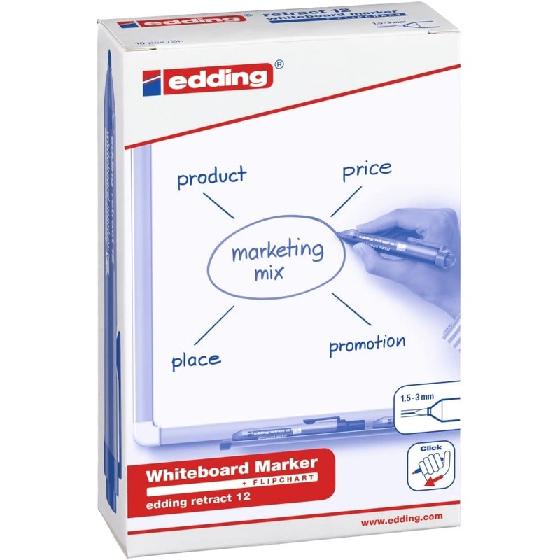 Edding E-12 Retractable Whiteboard Marker Pens with Rounded Tips 1.5