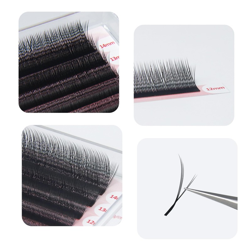 ANNAFRIS Eyelash Extensions, YY 0.07 C, 9-14 mm, Ready-to-Use Fan