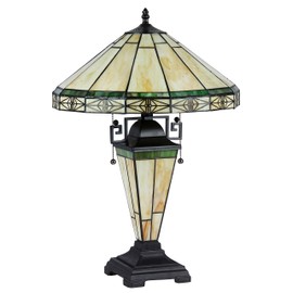 RADIANCE Goods Tiffany-Style 3 Light Mission Double Lit Table Lamp 16" Shade