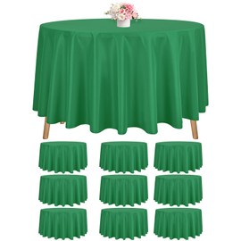 FXKS 10 Pack Round Tablecloth Green 90 Inch,Circle Polyester Table Cloth, Washable Stain and Wrinkle Resistant Table Cover,Tablecloth for Wedding Parties Banquet Reception Dining St. Patrick's Day