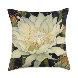 Cereus Night Blooming Cactus Flower Gorgeous Exotic Blooms Throw Pillow