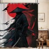 Black Red Samurai Shower Curtain 60Wx71L, Japanese Man Shower Curtains