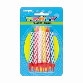 Stylish Spiral Birthday Candles with Reusable Holders - (Pack of 12) - Vibrant Multicolor & Premium Quality Wax- Perfect for Celebrations