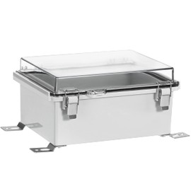 Ordentlich Waterproof Electrical Junction Box IP67 ABS Plastic Enclosure with Hinged Cover with Mounting Plate, Wall Brackets (Transparent Cover, 8.6"×6.7"×4.3")