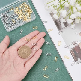 UNICRAFTALE about 100Pcs 2 Colors Infinity Links Connectors 304 Stainless Steel Linking Charms Circle Frames Jewelry Links for DIY Bracelets Necklaces Jewelry Making