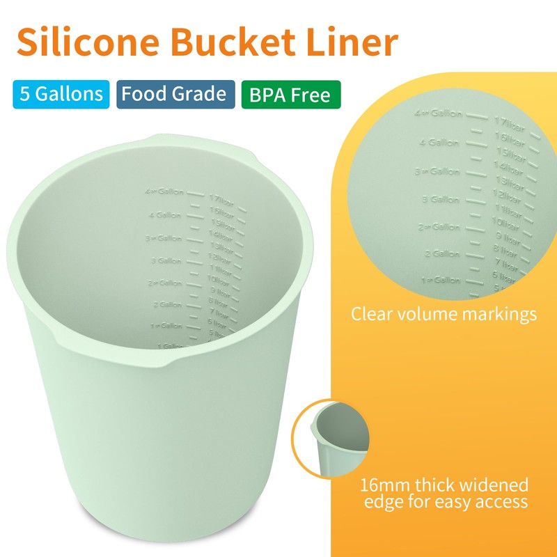 Dxmnoly 5 Gallon Silicone Bucket Liner - Reusable Measuring Mixing