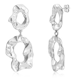 Matte Silver/Gold Hoop Earrings for Women Noble and elegant design Irregular Double Large Hoops Dangle Earrings for Teen Girls