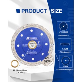 SHDIATOOL 4-Inch/105mm Diamond Saw Blade (2-Pack) for Porcelain Tile, Ceramic, Granite, Marble, and Brick – Super Thin X Turbo Segments for Fast, Chip-Free Cutting, Reinforced Core for Stability