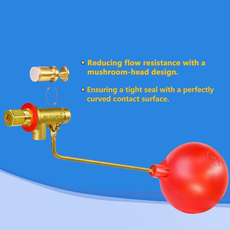 Swamp Cooler Float Valve, 1/4" Brass Float Valve for Evaporative