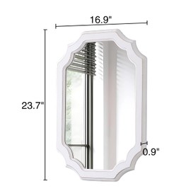 Sintosin Rustic Oval Mirrors for Wall Decor 17 X 23 Inch, Handmade Distressed White Vintage Mirror for Bathroom Bedroom, Hanging Farmhouse Decorative Wood Wall Mirror, Horizontal or Vertical