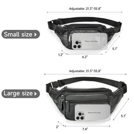 Genuine Leather Fanny Pack Men Women Multi-Pockets sling Waist Bag For Travel Sports Hiking Cycling Fishing Running, Black, Large, Fashion