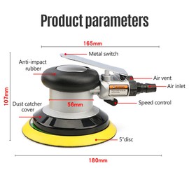 5'' Pneumatic Sander Pneumatic Polisher Air Sander Air Palm Orbital Sander Grinder Palm Sander Sanding Machine Tool