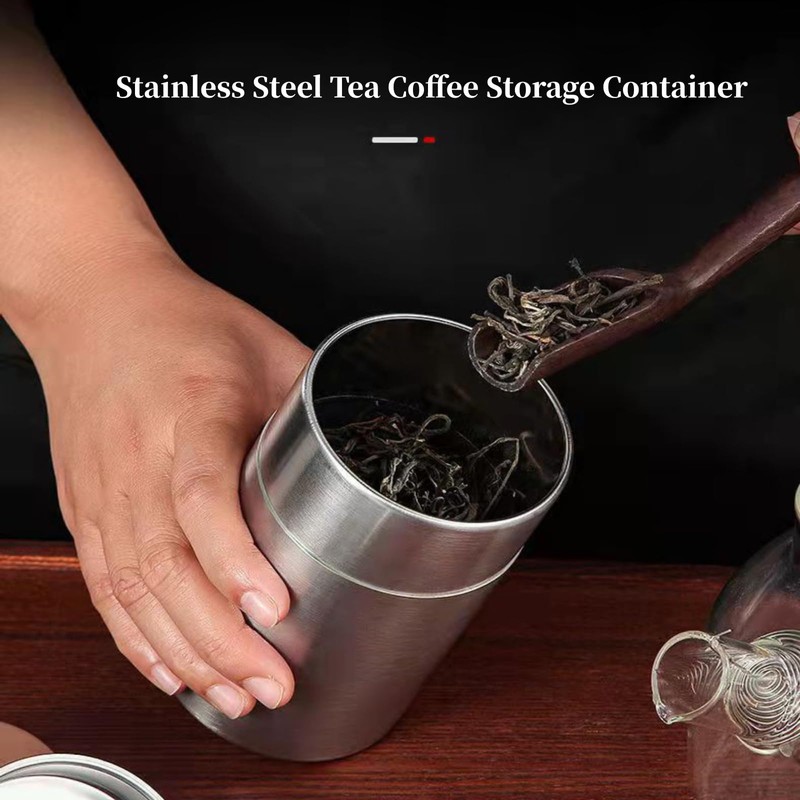 AUNMAS Tea Tin Canister, Stainless Steel Coffee Sugar Storage Container