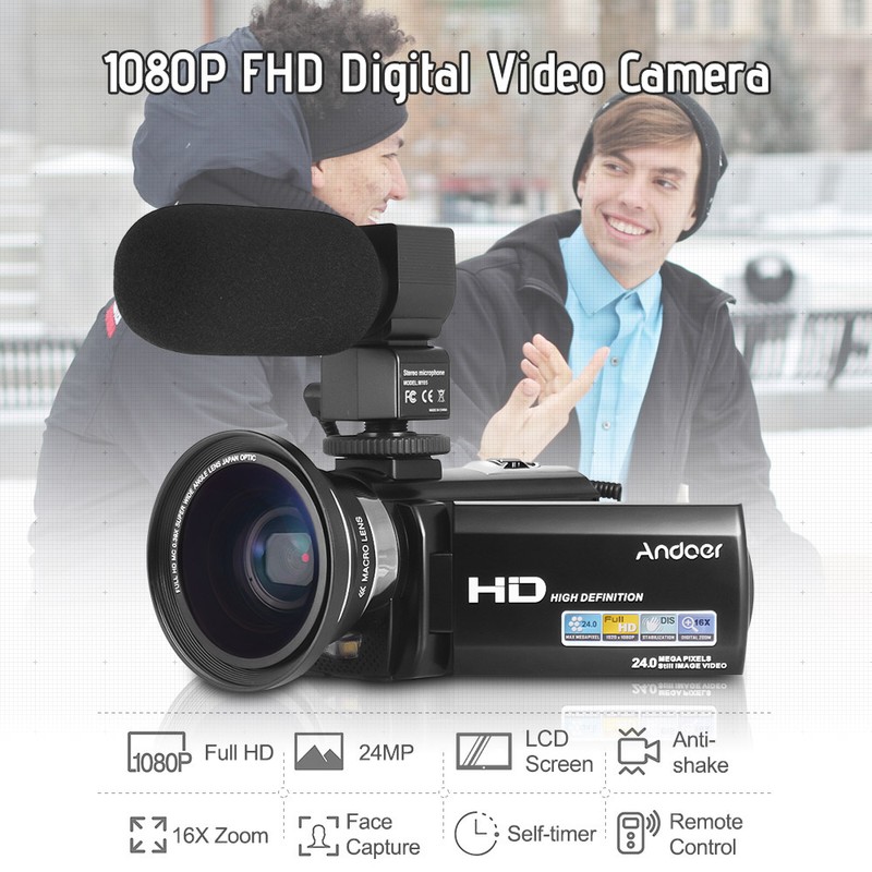 Andoer HDV-201LM 1080P FHD Digital Video Camera Camcorder DV Recorder