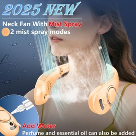 KJXIC Portable Neck Fan-Misting Fan Portable Folding Cooling Fan for Your Neck,Mini Headphone Personal Neck Fan,Rechargeable Battery Operated Festival Gifts for Women Men Adults Kids Dad Mom