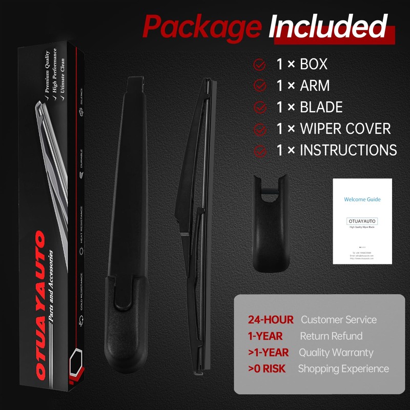 OTUAYAUTO Rear Windshield Wiper Arm Blade Set - Replacement for