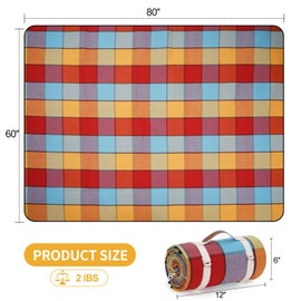 G GOOD GAIN Picnic Blanket-Waterproof Picnic Blankets | Portable Camping Blanket | 3-Layer Beach Blanket Sand Free | Picnic Mat for Grass, Hiking, Travel, Concerts, Outdoor(60x80,Color Bar)