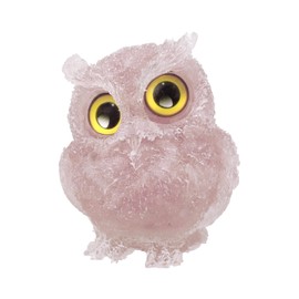 mookaitedecor Rose Quartz Owl Statue Sculpture Stone, Carved Animals Night Owl Figurine Crystal Ornament for Desktop Office Home Decor