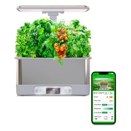 Smart Hydroponics Growing System with App Control, 8 Pods Indoor Herb Garden Kit with LED Grow Light & Stainless Steel Body, Self-Watering Planter for Basil, Lettuce & Home Gardening