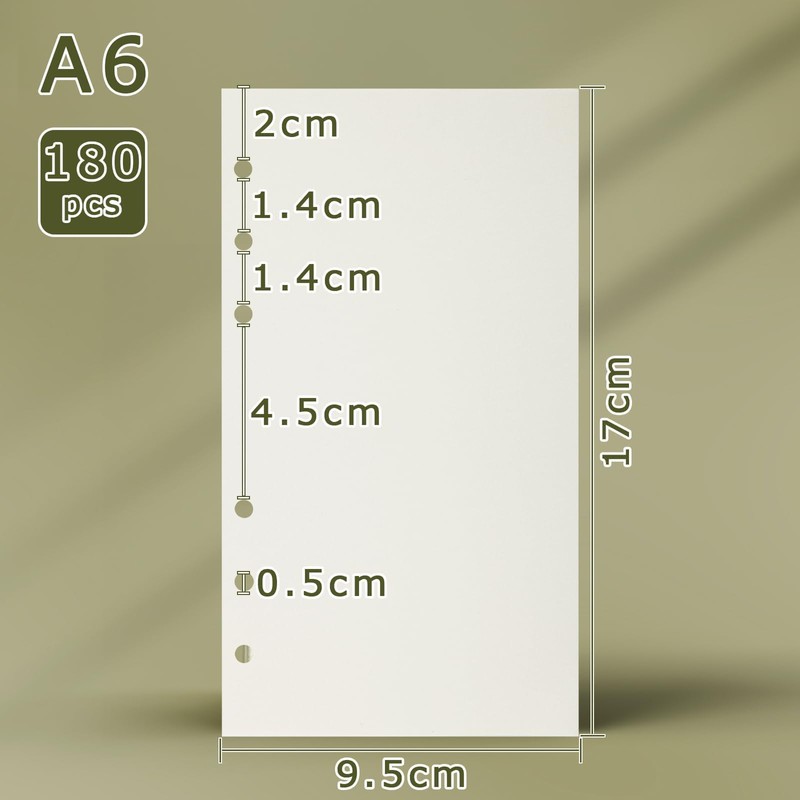 SWTYExt A6 Refills Paper 3 Pack Blank Paper 180 Sheets/360