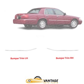 Vantage Auto Parts - Rear Bumper Trims LH & RH Side Compatible with Mercury Grand Marquis 1998-2003 | DIRECT REPLACEMENT | Chrome | F8MZ17C830AA | FO1158149