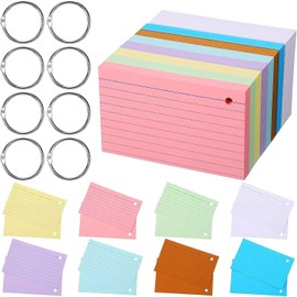 SAHENITEANA 400 Pcs Index Cards with 8 Rings, 3x5 Inch Note Prompt Cards, Assorted Colorful Study Flashcards, Memory Cards, Study Cards, Note Cards (Multicolor)