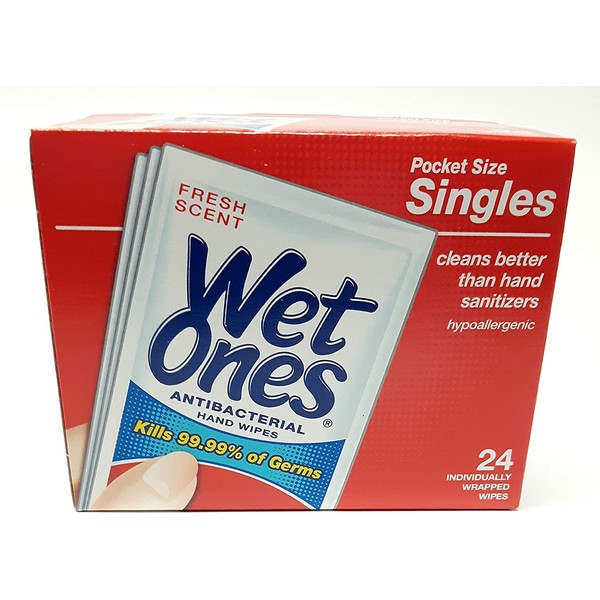 Wet Ones Antibacterial Singles, 24 ct (1 Pack)