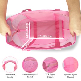 ZUXNZUX XXL Family Beach Bag, Beach Bag with Zip, Large Foldable Ultralight Swimming Bag, Swimming Bag, Foldable for Men and Women, for Summer, Beach, Holidays, pink, sand control