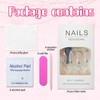 Almond Press on Nails Medium Fake Nails with Designs White
