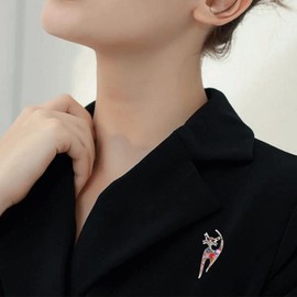 Vintage Austrian Crystal Rhinestones Bizarre Cat Brooch Scarf Buckle Pin for Men Women Fashion Personality Jewelry (Multicolour)