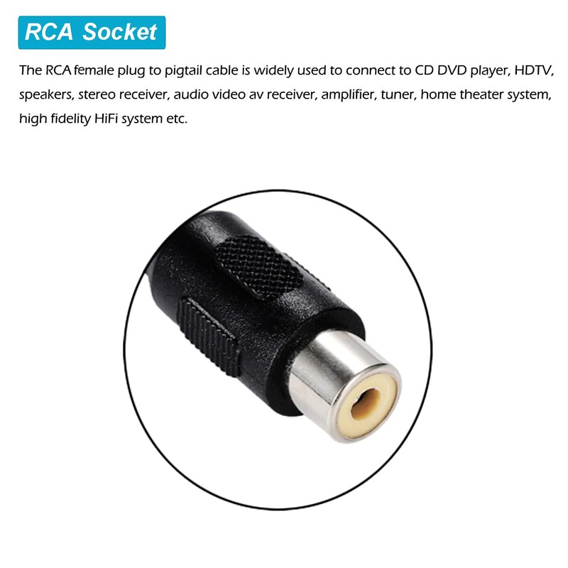 Greluma Pack of 2 30 cm Speaker Cable, RCA Female