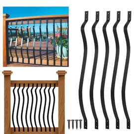 Sidasu 61-Pack 32.25 Inch Metal Balusters, Staircase Spindles With Screws, Wavy Iron Railing for Outdoor Stair Deck Porch