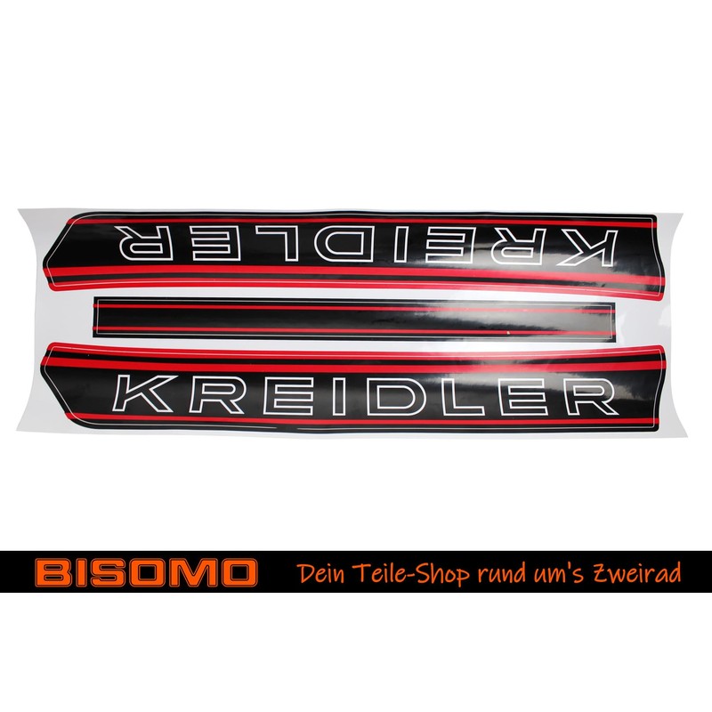 BISOMO Tank Sticker Kreidler Lettering in Black/Red, Complete Sheet with