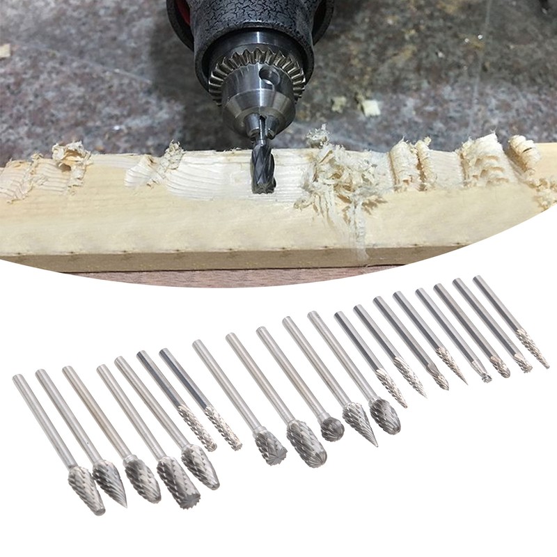 20pcs Woodworking Burr File Set Cemented Carbide Rotary Burrs Files