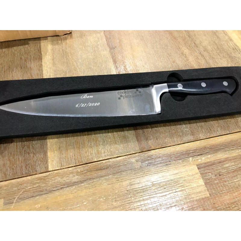 COOKING PLEASURES Chef's Knife, Stainless, Full Tang NEW! Engraving error